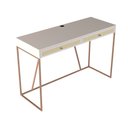 Ver imagem 3 de Escrivaninha New York 120 Cm 2 Gavetas Palhinha Base Metal Laca Branco