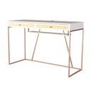 Ver imagem 4 de Escrivaninha New York 120 Cm 2 Gavetas Palhinha Base Metal Laca Branco