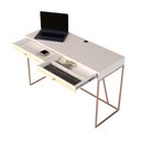 Ver imagem 2 de Escrivaninha New York 120 Cm 2 Gavetas Palhinha Base Metal Laca Branco