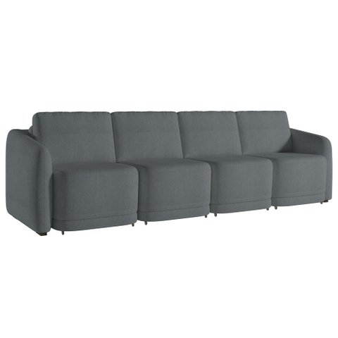 Sofá Cama para Sala de Estar 4 Lugares 316cm Montserrat K01 Bouclê Cinza - Lyam Decor
