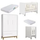 Ver imagem 2 de Quarto de Bebê Berço Evolution + Guarda Roupa Infantil 3P e 2g Branco Classic 02 Colchoões