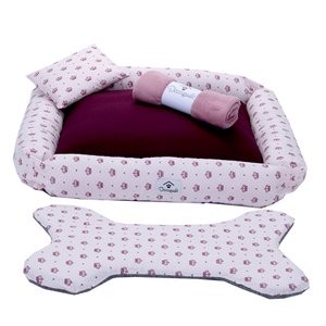 Kit Cama Pet Cachorro ou Gato Realeza Rosa Tam: G 04 Peças [f101]