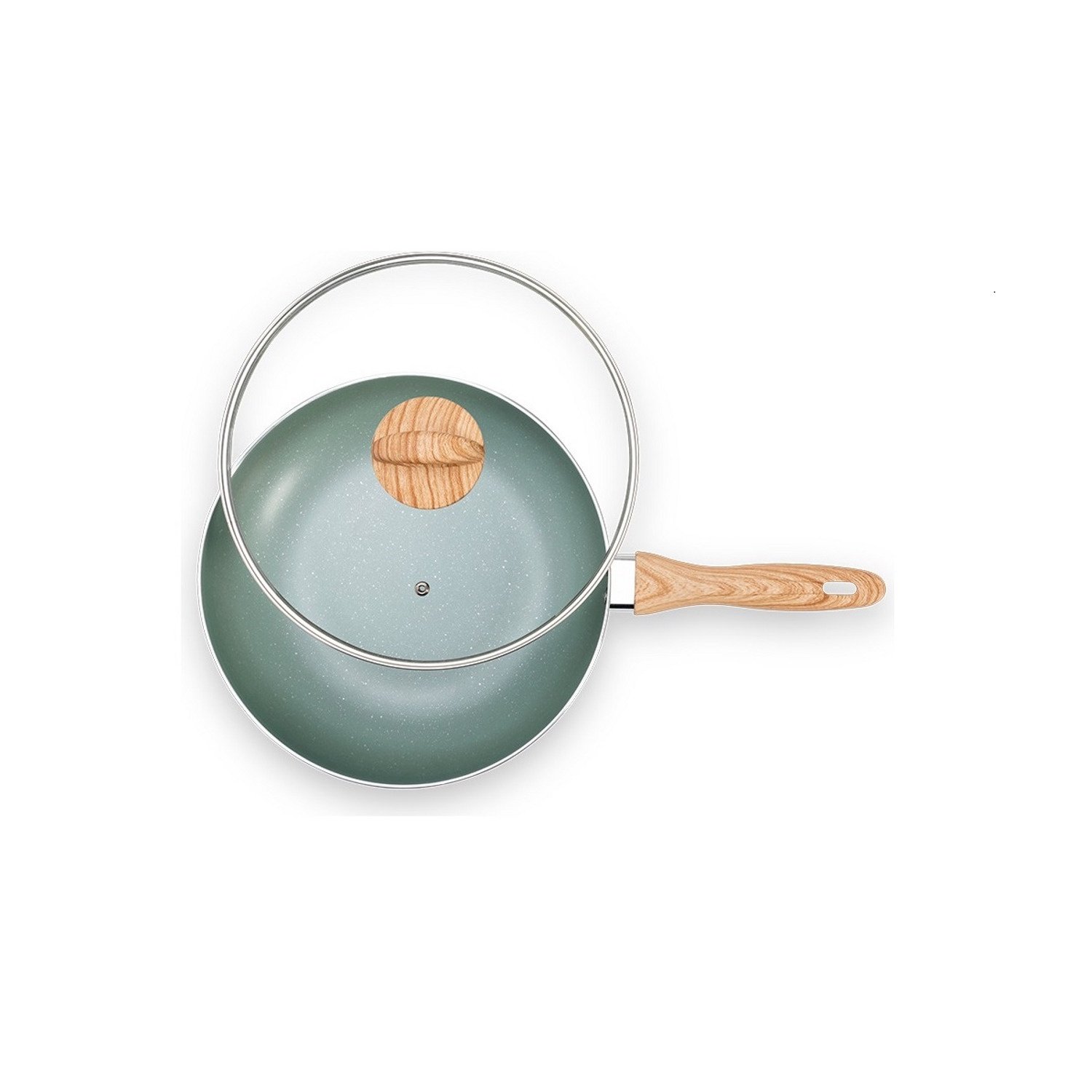 Frigideira Wok Tampa 3,4l Indução Espátula Silicone Verde - 2