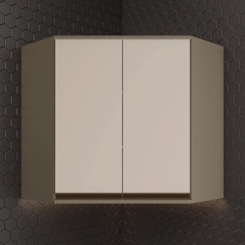 Armário Aéreo de Canto para Cozinha Lora 79cm 2 Portas MDF Duna-Cristal Casa 812