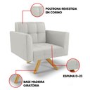 Ver imagem 3 de Poltrona Sala Decorativa Kit 2 Elisa Giratória Castanho Ma30 Sintético D03 - D’Rossi
