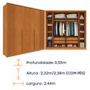 Ver imagem 6 de Guarda Roupa Casal 6 Portas Ripado 4 Gavetas 244cm Nova York com Espelho Yescasa Marrom/Cinamomo