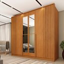 Ver imagem 1 de Guarda Roupa Casal 6 Portas Ripado 4 Gavetas 244cm Nova York com Espelho Yescasa Marrom/Cinamomo