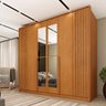 Guarda Roupa Casal 6 Portas Ripado 4 Gavetas 244cm Nova York com Espelho Espresso Móveis - 2