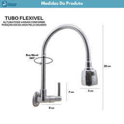 Torneira Gourmet para Pia Cozinha Parede Luxo - 6