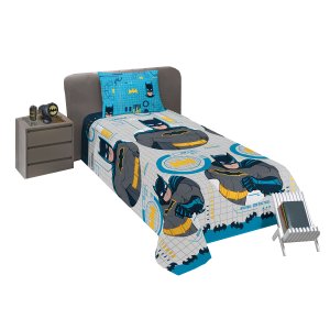 Jogo de Cama Infantil Lepper Batman Solteiro 2 Peças Microfibra Cinza