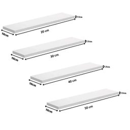 Kit 4 Prateleiras Reta 20/30/40/50 Nicho Mdf Suporte Decoração - Branco - 2