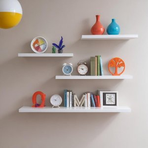 Kit 4 Prateleiras Reta 20/30/40/50 Nicho Mdf Suporte Decoração - Branco
