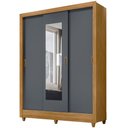 Ver imagem 2 de Guarda Roupa Casal Bolívia Espelho 3 Portas de Correr Freijó Cinza Moval