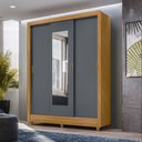 Ver imagem 1 de Guarda Roupa Casal Bolívia Espelho 3 Portas de Correr Freijó Cinza Moval