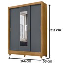 Ver imagem 5 de Guarda Roupa Casal Bolívia Espelho 3 Portas de Correr Freijó Cinza Moval