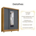 Ver imagem 6 de Guarda Roupa Casal Bolívia Espelho 3 Portas de Correr Freijó Cinza Moval