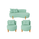 Ver imagem 1 de Conjunto 2 Poltronas + Sofá Curvo Orgânico Veludo Acqua - Montanaris Decor