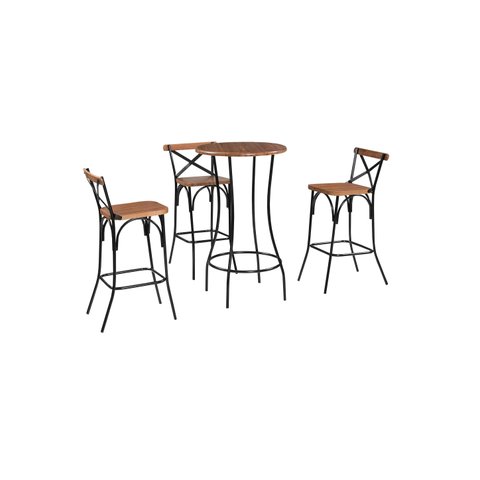 Bistrô Laís com 3 Banquetas Laís Preto/Castanho
