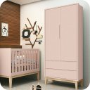 Ver imagem 2 de Guarda Roupa Infantil 2 Portas e 2 Gavetas Rosa Classic Madeira Natural