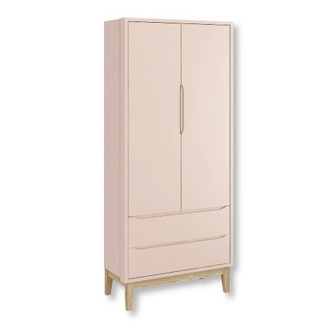 Guarda Roupa Infantil 2 Portas e 2 Gavetas Rosa Classic Madeira Natural