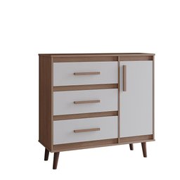 Comoda Sapateira Mila 3 Gavetas 1 Porta - Savana/ Off White Móblis - 2