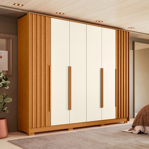 Guarda Roupa Casal 06 Portas Deville Marrom/Cinamomo/Off White