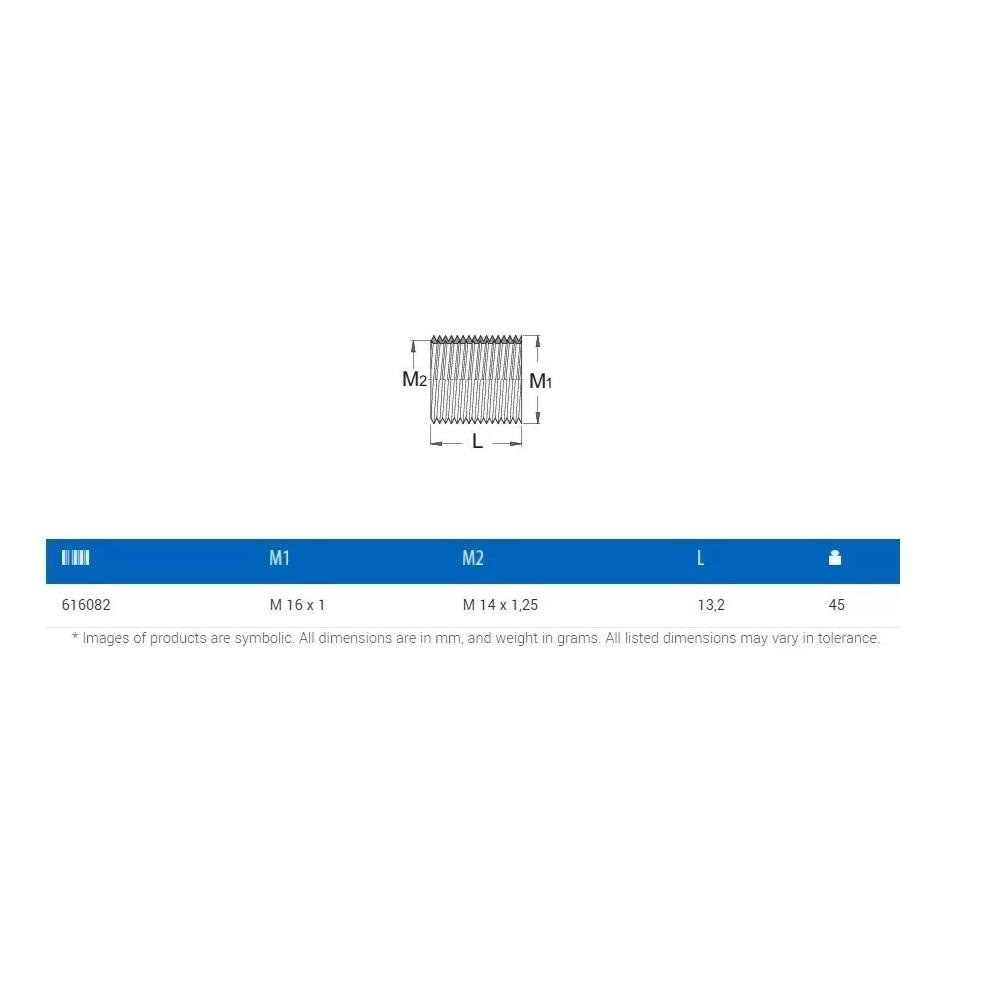 Bucha P/ Pedivela Dir. M14x1,25 Int. M16x1 Ext. Unior 616082 - 2