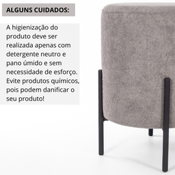 Puff Siena Decorativo Tecido Boucle Banqueta Redondo Pés de Metal - 6