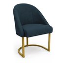 Ver imagem 3 de Kit 08 Cadeiras Poltrona de Jantar Lua Veludo Azul Marinho Base Ferro Dourado Dal Poz Estofados