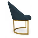Ver imagem 5 de Kit 08 Cadeiras Poltrona de Jantar Lua Veludo Azul Marinho Base Ferro Dourado Dal Poz Estofados