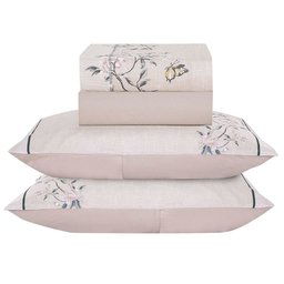 Jogo de Cama Lençol King Bouquet Percal 300 Fios 4 Peças - Rosê - 1