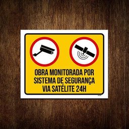 Placa Sinalização Obra Monitorada Sistema Segurança 27X35 - 1