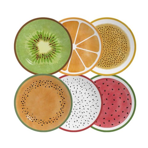 Conjunto de Pratos de Sobremesa 06 Peças Mix Salada de Fruta Alleanza