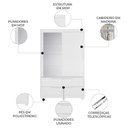 Ver imagem 3 de Guarda Roupa Casal 136cm com Espelho Solare Branco/Freijó a02 - Mpozenato