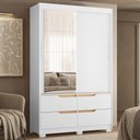 Ver imagem 1 de Guarda Roupa Casal 136cm com Espelho Solare Branco/Freijó a02 - Mpozenato