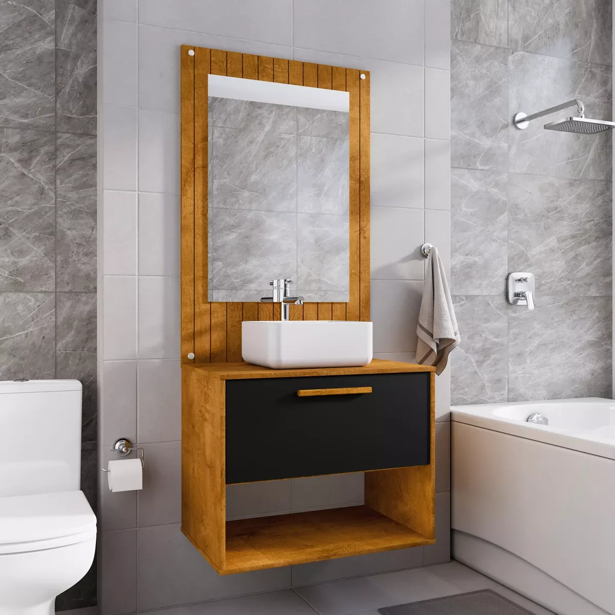 Conjunto para Banheiro Zenit Mdp Cuba Naturalle -preto - 1