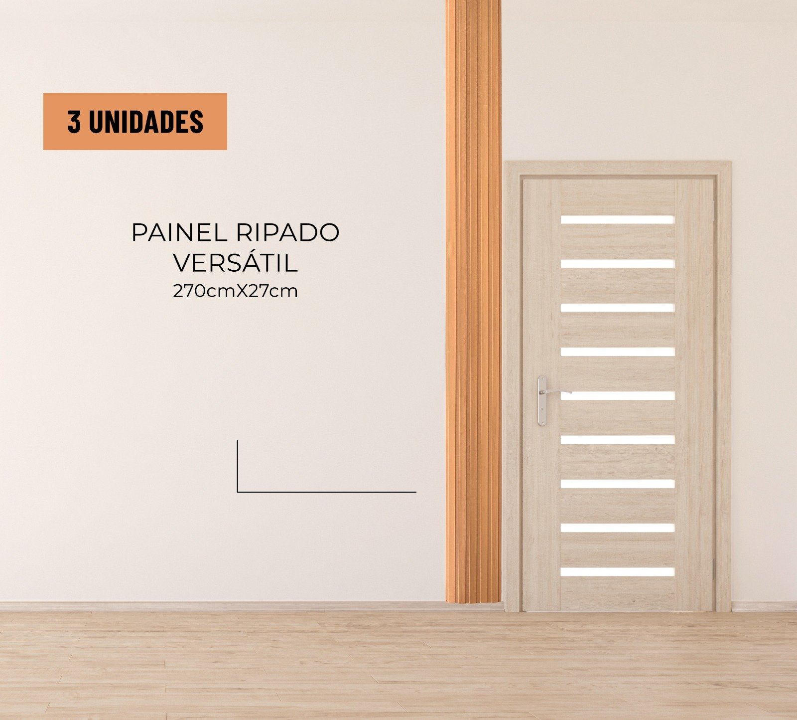 Painel Ripado Versátil: 03 Unid. 270x27cm Larg. Talatto Painéis - 4