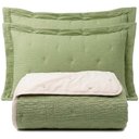 Ver imagem 2 de Kit Cobre Leito Clássico Casal Percal 300 Fios Colcha Dupla Face Bicolor Premium 3 Peças Verde