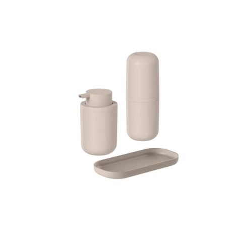Kit de Banheiro ou 3 Peças Linha Bold com Bandeja para Bancada - Bege