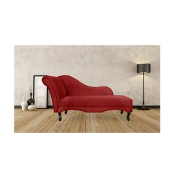 Recamier Decorativo Divã Olivia Couro Bege Pés Madeira Mz Decor - 3
