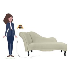 Recamier Decorativo Divã Olivia Couro Bege Pés Madeira Mz Decor - 4