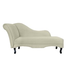 Recamier Decorativo Divã Olivia Couro Bege Pés Madeira Mz Decor - 1