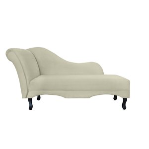 Recamier Decorativo Divã Olivia Couro Bege Pés Madeira Mz Decor