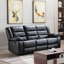 Ver imagem 1 de Poltrona Reclinável Manual de Cinema Hollywood 3 Lugares Porta Copos/massagem/aquecimento Pu Preto G
