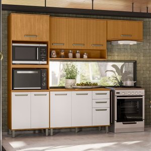 Cozinha Modulada Completa 4 Peças 10 Portas 2 Gavetas com Torre Quente Criare