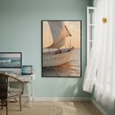 Ver imagem 2 de Quadro Decorativo Barco no Oceano-70x50cm:moldura Branca