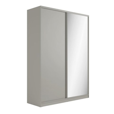 Guarda Roupa Solteiro com Espelho e 2 Portas 174cm 100% Mdf Cor:grigio