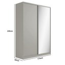 Ver imagem 2 de Guarda Roupa Solteiro com Espelho e 2 Portas 174cm 100% Mdf Cor:grigio