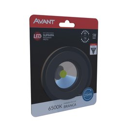 Kit 2 Spot Authentic Led Redondo de Embutir Avant Branco com Corpo Preto Fosco 5w 6500k - Cód - 5
