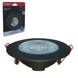 Kit 2 Spot Authentic Led Redondo de Embutir Avant Branco com Corpo Preto Fosco 5w 6500k - Cód - 6
